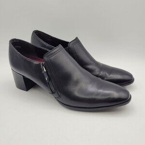 Munro Annee Womens 8 N Narrow Leather Pumps Shoe Bootie Side Zip 2" Block Heel